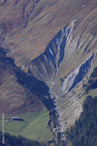 signs of erosion in swiss mountains