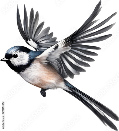 A close-up image of a Long-Tailed Tit bird.  photo
