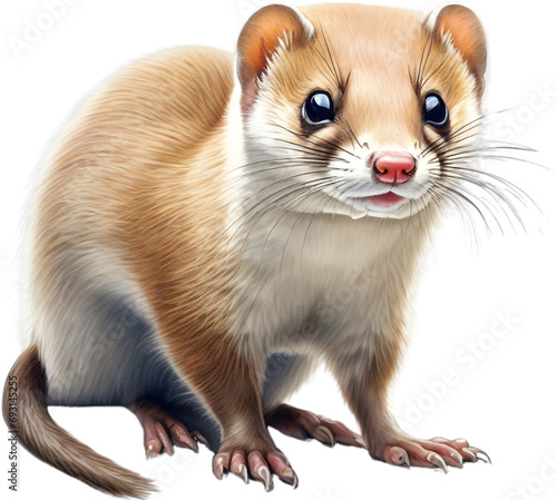 A close-up image of a Japanese Weasel.  photo