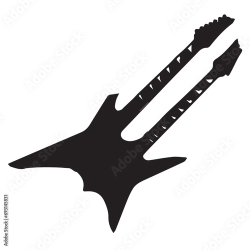 set of silhouettes of guitar