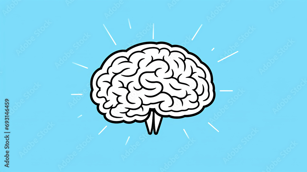 Simple vector brain symbol on a light blue background, Template Simple vector brain symbol on a light blue background, Template