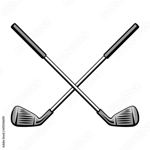 Golf sticks illustration. Sport club item or symbol.