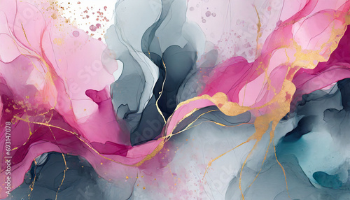 Abstrakcyjne tło, alkohol ink painting fluid, generative AI © Elżbieta Kaps