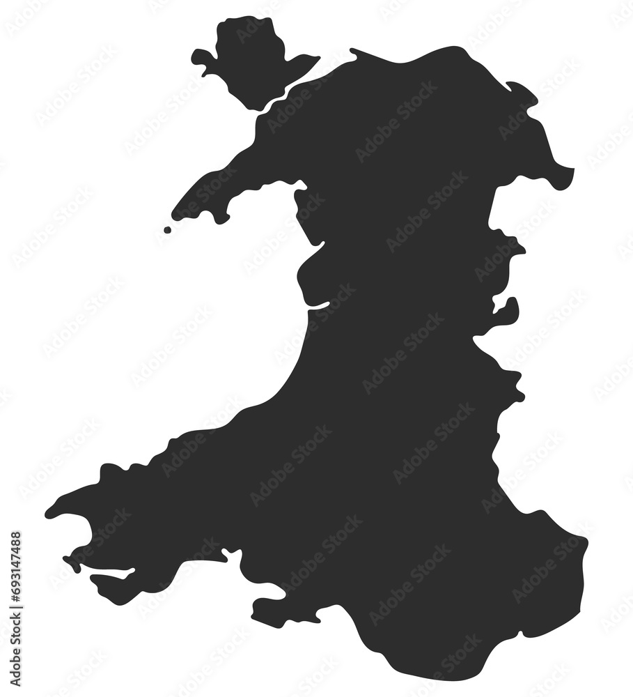 Wales map. Map of Wales in black color