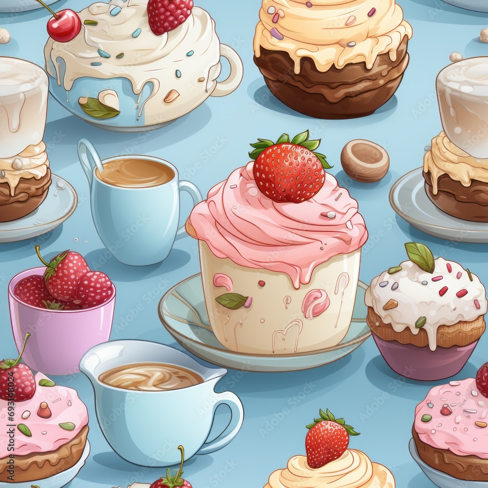 scattering of cakes seamless pattern scattering of cakes seamless pattern