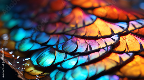 The intricate structure of a dragonfly wing, showcasing its adaptation for agile flight. Concept of entomology and biomechanics. Generative Ai., closeup colorful macro background intricate illustrati 