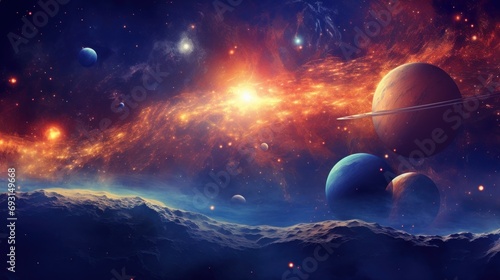 Galactic Fairytale: A Whimsical Solar System Journey on Faded Paper - Enchanting Space Wallpaper