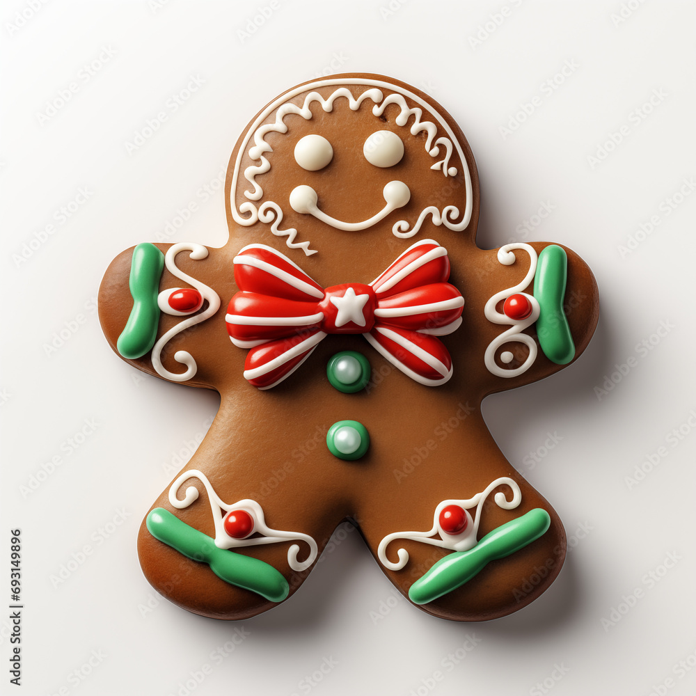 Christmas gingerbread man with colorful decorations in American style. 