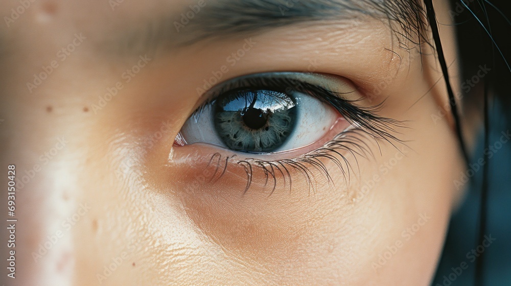 Fototapeta premium View of Asian female eye in extreme close-up portrait.