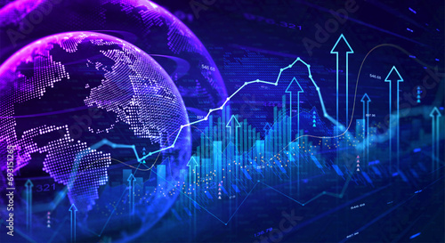 Price graph and indicator. Stock market invest and crypto currency.	
