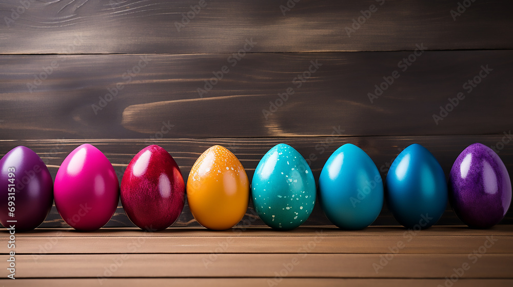 Easter background - colourful painted Easter eggs in a row, Happy Easter Easter background - colourful painted Easter eggs in a row, Happy Easter