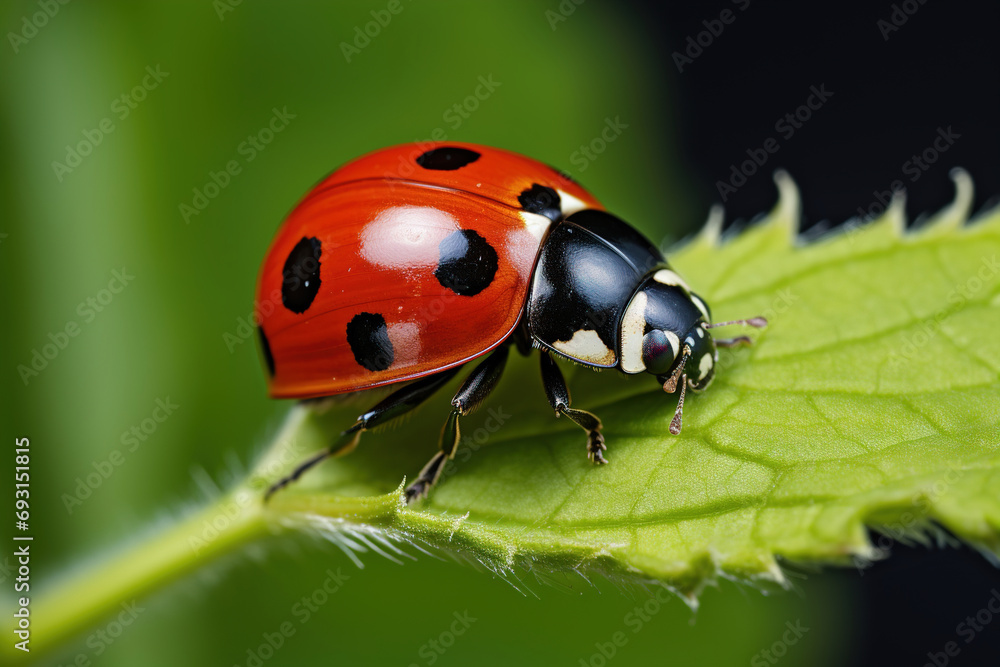 Fototapeta premium ladybug on leaf. Generative Ai