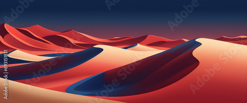 a panoramic illustration of a very beautiful looking desert landscape, wallpaper, generative ai © PLATİNUM