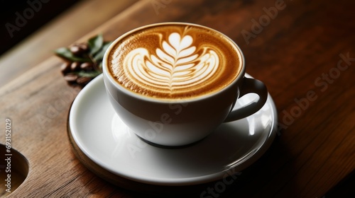 Cup of coffee with beautiful latte art  a perfect blend of taste and aesthetics