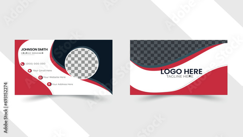 Modern and creative double-sided business card templete. Personal visiting card with log,horizontal simple clean template vector design.
