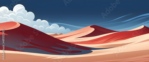 panoramic illustration of beautiful desert wallpaper, desert landscape wallpaper