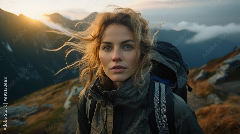 Stunning yellow woman posing confidently amidst a scenic field Stunning yellow woman posing confidently amidst a scenic field