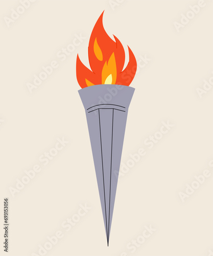 torch sports symbol flat illustration vector design. icon of the torch. Big games. Torch,  Flame. Spark image. Achieving a dream. Illustration for ad, poster, sticker, app, banner