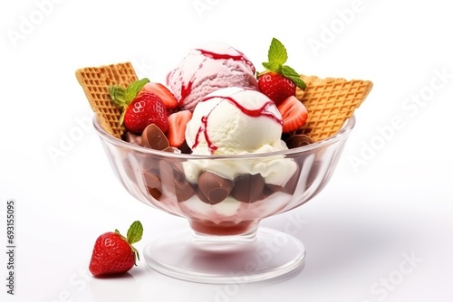 Strawberry and Chocolate sundae ice cream.