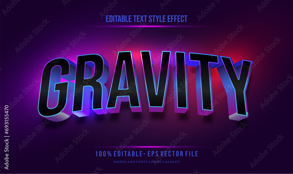 Editable text effect gradient vibrant shiny color. Text style effect. Editable fonts vector files