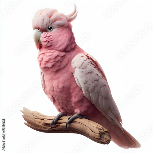 Pink Galah cockatoo, Cacatua rosa, Eolophus Roseicapilla, isolated White background © Erick F. Lopez Felix