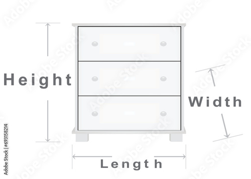 Household items dimensions icon. vector 