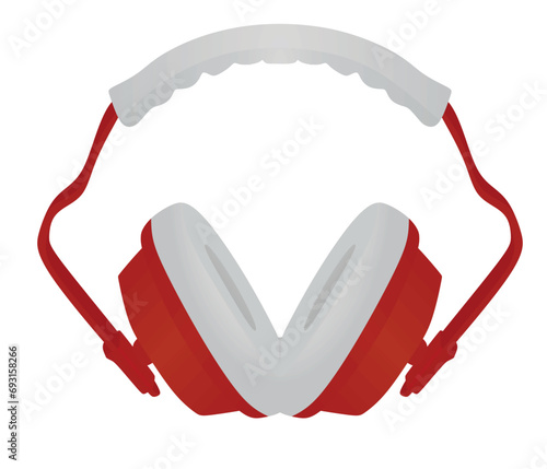 Working protective earphones. vector illustration