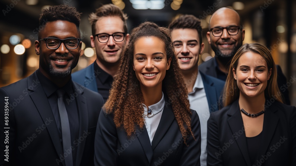 Fototapeta premium Showcase a diverse team working collaboratively in a modern office setting