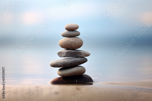 Balancing Rocks on a Sandy Beach