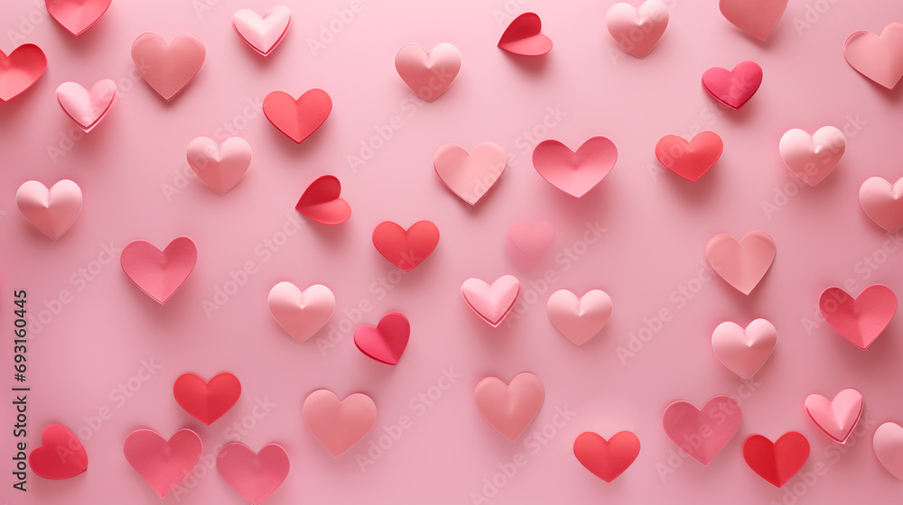 Cute Valentine Pink Red Heart Theme Background Wallpaper
