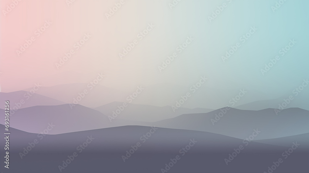A plain background with a soothing gradient of muted pastels with mountains in the background.