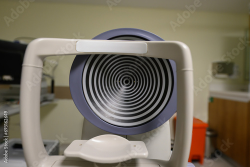 Cornea topografi. Cabinet during study of the eyesight using a modern corneal topographer. Optical biometer and full corneal topographer. measures axial length, corneal topography, pupillometry,