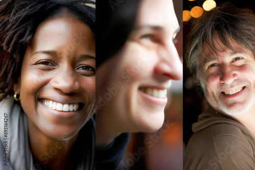 Empleados felices se reúnen para mostrar la belleza de la diversidad, los diferentes orígenes y culturas en el lugar de trabajo.