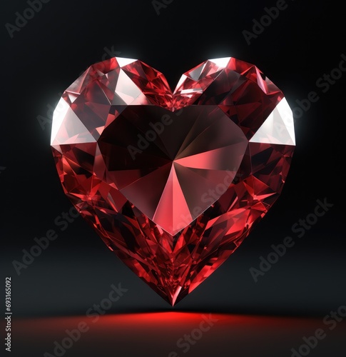 a heart shaped ruby diamond on a black background