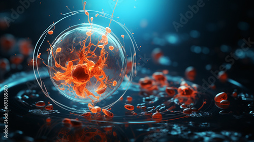 Digital illustration of ovum cell in colour background photo