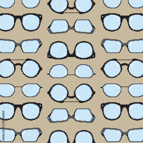 Pixelated eyeglasses pattern background Vector