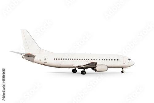 White passenger jetliner isolated