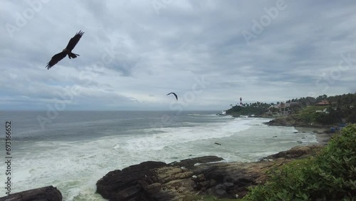 Kerala coastline, Arabian sea, seascape view 