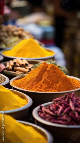 turmeric and chili powder with spices.