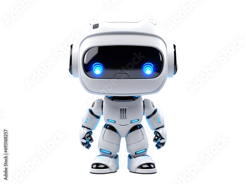 3D chat bot neural network, AI servers and robots technology, artificial bot mind, and intelligent robotic building. Customer support service Chat Bot. 3D robot isolated on a transparent background. photo