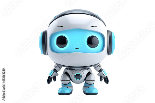 3D chat bot neural network, AI servers and robots technology, artificial bot mind, and intelligent robotic building. Customer support service Chat Bot. 3D robot isolated on a transparent background. © Bochana