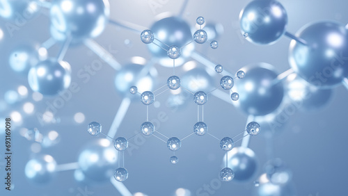 dinitolmide molecular structure 3d, flat model, anticoccidial drug, structural chemical formula view from a microscope photo