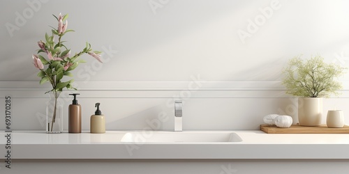 a white sink countertop for demonstration.