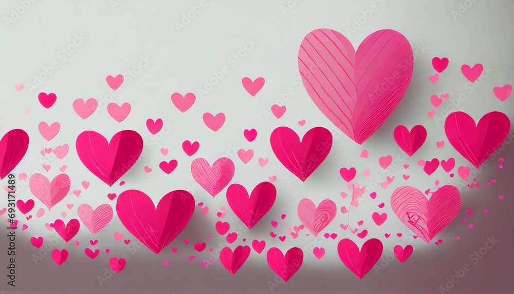 pink hearts illustration on a white background love heart for valentines day background design banner