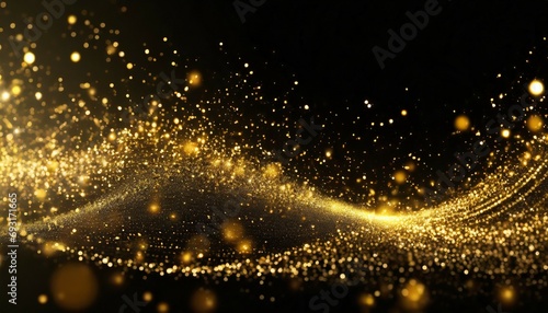 glamorous golden particles on a black background