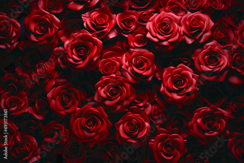 bouquet red roses on black background
