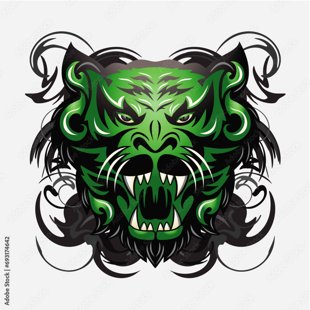 Green beast head mascot vector