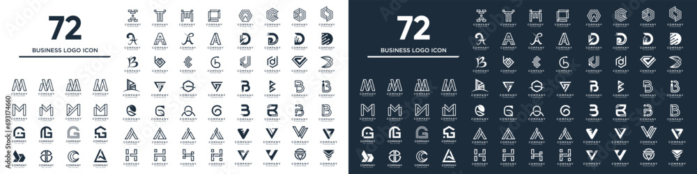 Set of collection 72 Business design element vector icon idea with creative concept style - obrazy, fototapety, plakaty 