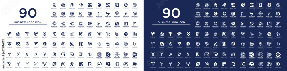 Set of collection 90 corporate business design element vector icon idea with creative concept style