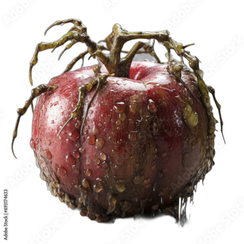 An Apple with a Spider Crawling on It photo